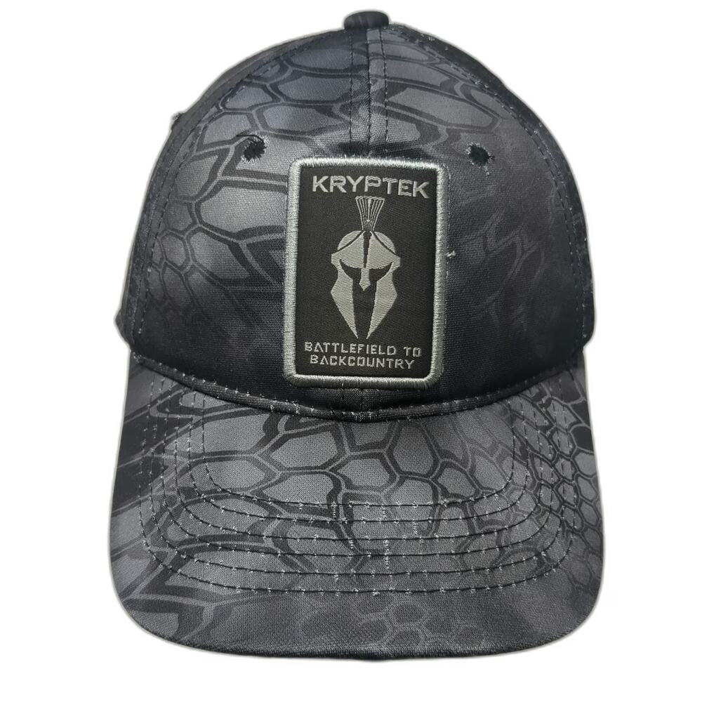 Kryptek Baseball Cap Black One Size Typhon Camo Spartan Patch Strapback Hat